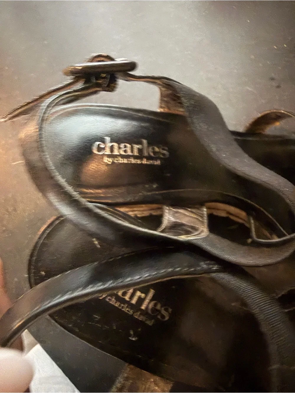 Charles by Charles David Black and tan espadrille wedges size 7